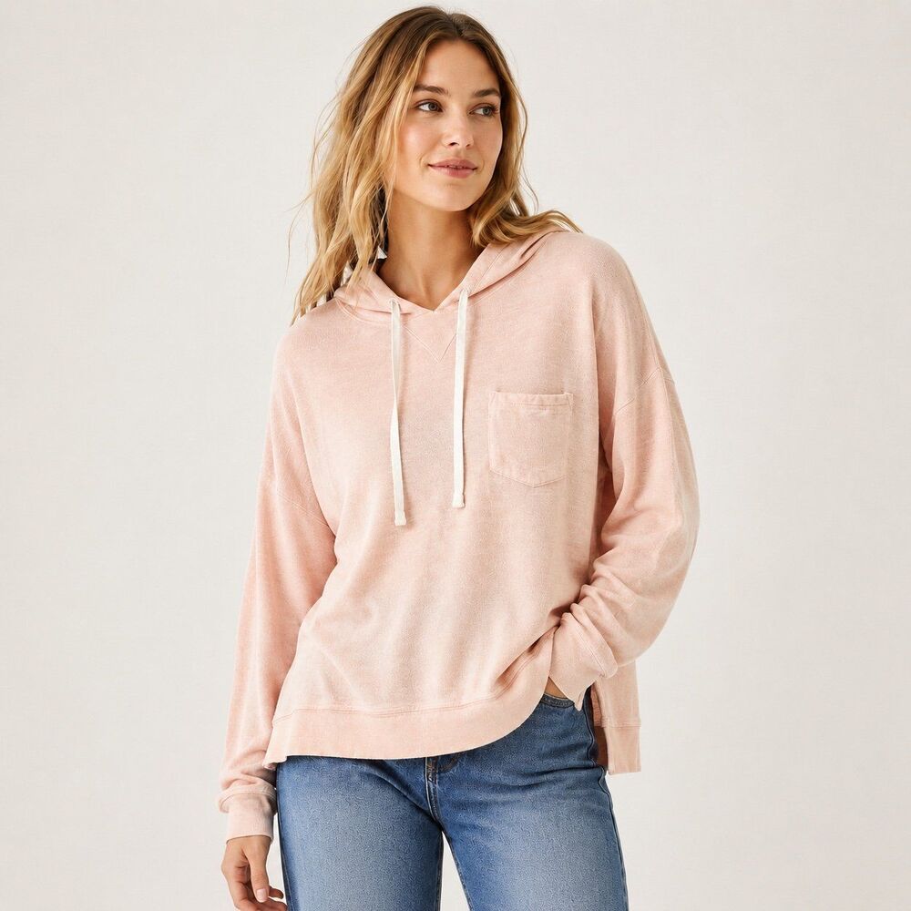 J.Crew Vintage Fleece Hoodie Women’s Large Peach Pullover Size Large